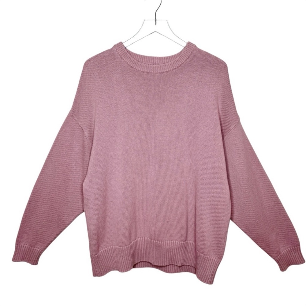 Zara Oversized 100% Cotton Heavyweight Crewneck Sweater M Chunky Mauve